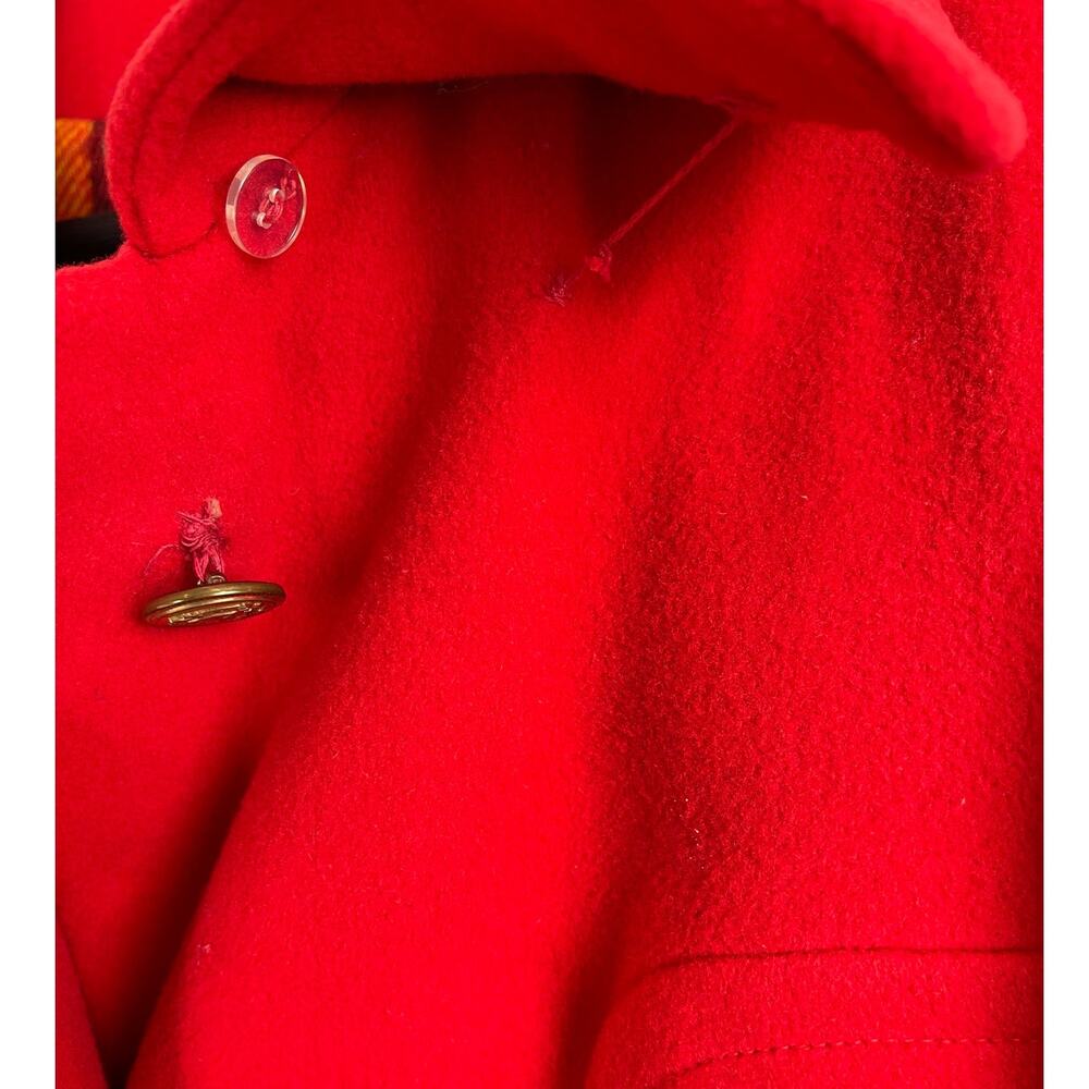 Vintage Fashionbilt Casuals 100% Wool Pea Coat Red Flannel Lined Womens Small